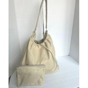 Anteprima Large Butter Soft Beige Leather Hobo Purse w/Attached Cosmetic Pouch